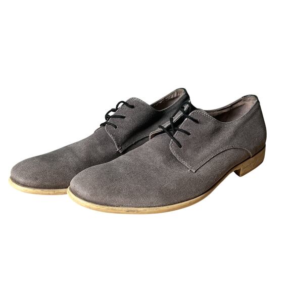 John Varvatos USA Gray Canvas Derby Shoes Men’s 13M Lace-Up Casual Dress - Picture 1 of 9